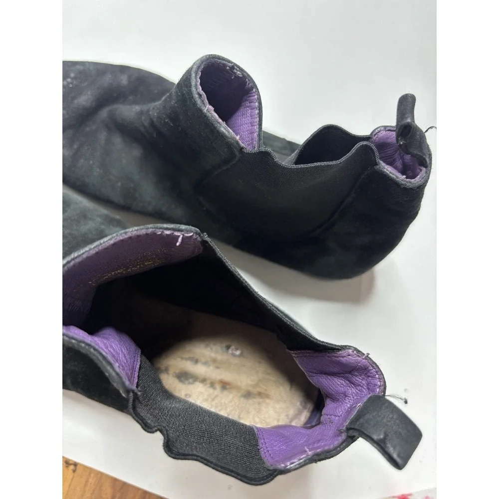 David Tate Chelsea Boots Womens 9.5M Black Suede Leather Ankle Booties No Insole